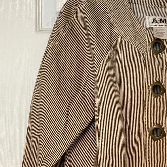 AMX Striped Brown Women's Jacket Medium Petite - Picture 6 of 8